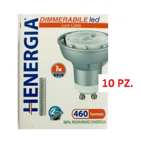 10 PZ. DICROCOB DIMMERABILE 38° LED LUCE CALDA 7W 2700K ATTACCO GU10 460LM 220/240V R16