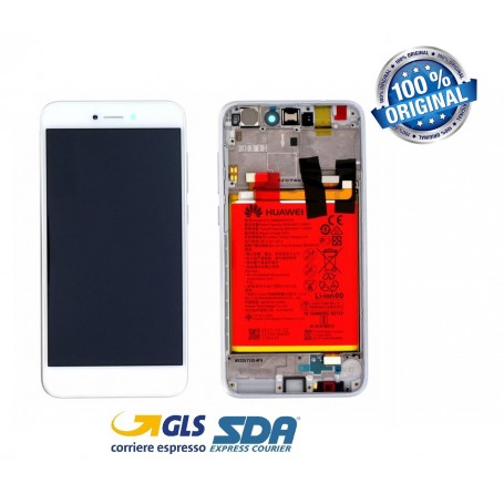 DISPLAY LCD ORIGINALE HUAWEI HONOR 8 LITE 2017 BIANCO + BATTERIA + FRAME