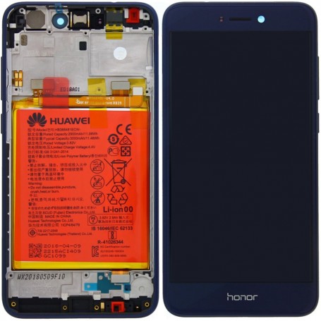 DISPLAY LCD ORIGINALE HUAWEI HONOR 8 LITE 2017 BLUE + BATTERIA + FRAME