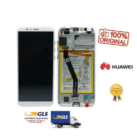 DISPLAY LCD ORIGINALE HUAWEI Y6 2018 BIANCO FRAME+ BATTERIA ATU-L21 L11-02351WLJ