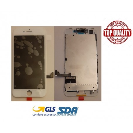 DISPLAY LCD RETINA HIGHEND PER APPLE IPHONE 7 BIANCO GRADO AAA + PIASTRA + ALLOGGI VARI