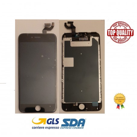 DISPLAY LCD RETINA PER APPLE IPHONE 6S PLUS NERO GRADO AAA + PIASTRA + ALLOGGI VARI